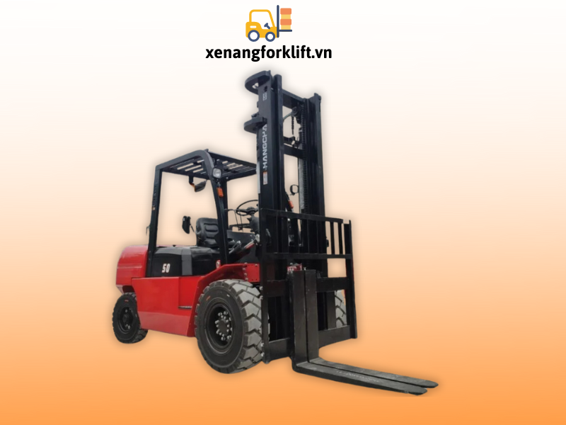 xe nâng dầu 5 tấn lốp kép